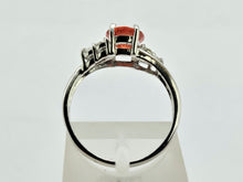 Load image into Gallery viewer, 1036: Vintage: 9ct White Gold Padparadscha Sapphire White Sapphires Ring- amazing colours
