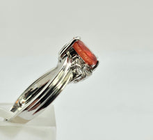 Load image into Gallery viewer, 1036: Vintage: 9ct White Gold Padparadscha Sapphire White Sapphires Ring- amazing colours
