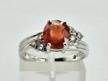 Load image into Gallery viewer, 1036: Vintage: 9ct White Gold Padparadscha Sapphire White Sapphires Ring- amazing colours
