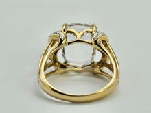 Load image into Gallery viewer, 1044: Vintage: 9ct Gold Large Glacier Topaz 8 Diamonds Cocktail Ring- sparkling statement piece.
