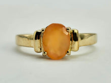 Load image into Gallery viewer, 1277: Vintage: 9ct Gold Fire Opal Solitaire Ring- striking colours
