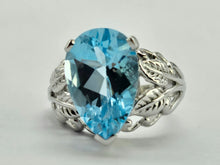 Load image into Gallery viewer, 1325: Vintage: Dramatic: 9ct White Gold Large Swiss Blue Topaz Cocktail Ring
