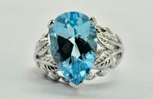 Load image into Gallery viewer, 1325: Vintage: Dramatic: 9ct White Gold Large Swiss Blue Topaz Cocktail Ring
