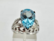 Load image into Gallery viewer, 1325: Vintage: Dramatic: 9ct White Gold Large Swiss Blue Topaz Cocktail Ring
