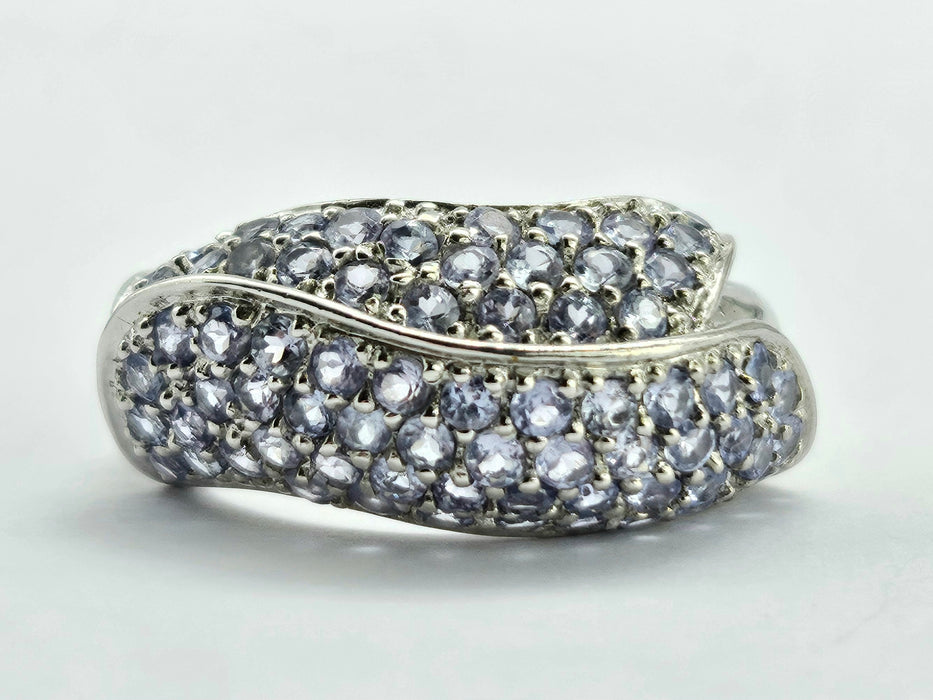 Vintage: 9ct White Gold Tanzanite Pavé Abstract Cocktail Ring
