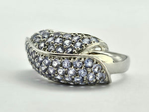 1328: Vintage: Abstract: 9ct White Gold Tanzanites Cocktail Ring- violet blue statement piece