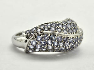 1328: Vintage: Abstract: 9ct White Gold Tanzanites Cocktail Ring- violet blue statement piece