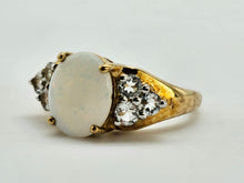 Load image into Gallery viewer, 1334: Vintage (1960&#39;s) 9ct Gold Cabochon White Opal Topaz Dress Ring- lovely combination
