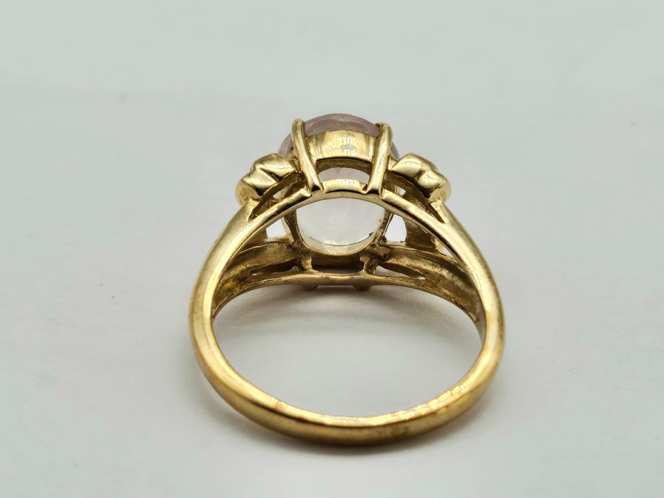 6270 Vintage: 9ct Gold Large Pink Rose Quartz Cocktail Ring