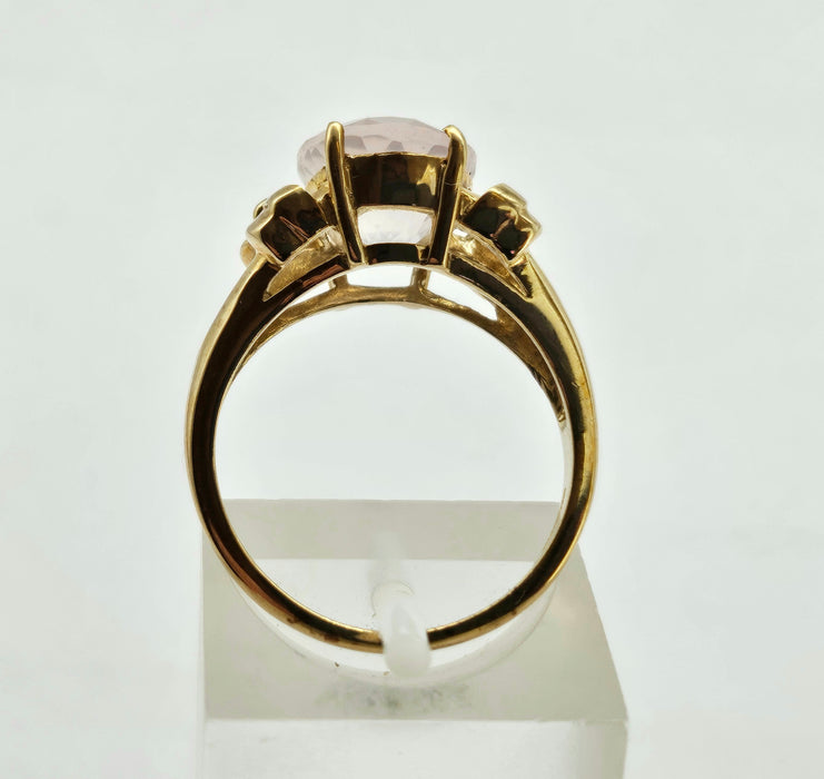 6270 Vintage: 9ct Gold Large Pink Rose Quartz Cocktail Ring
