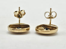 Load image into Gallery viewer, 1279: Vintage: 9ct Gold Violet Iolite Bezel Set Earring- good weight
