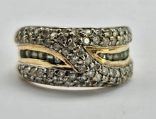 Load image into Gallery viewer, 1281: Vintage: Statement 9ct Gold 65 Diamonds Green Amethyst Ring- wonderful
