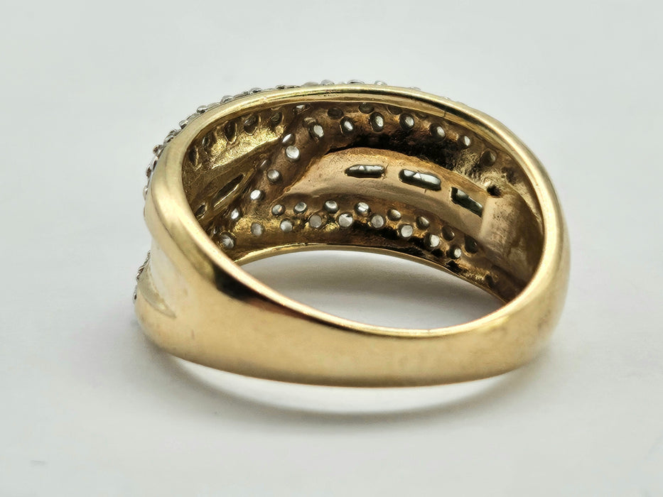 6178 Vintage: Statement 9ct Gold 65 Diamonds Green Amethyst Ring
