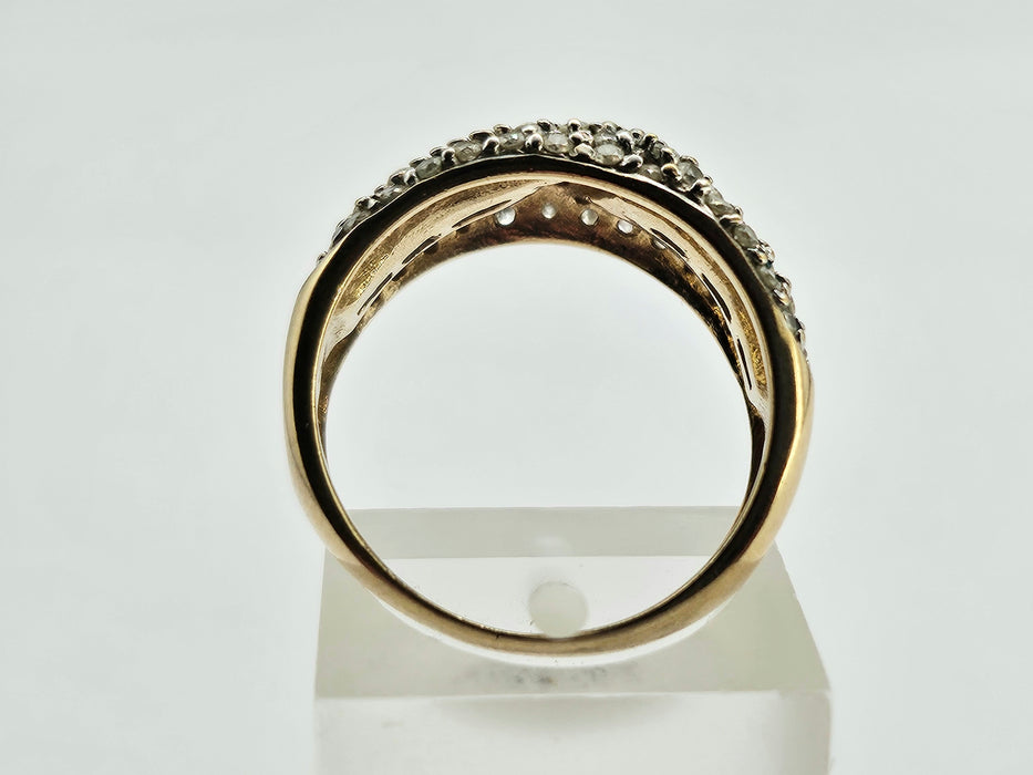 6178 Vintage: Statement 9ct Gold 65 Diamonds Green Amethyst Ring