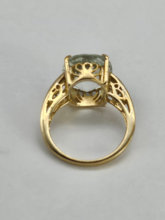 6342: Vintage: 9ct Gold Large Mint Green Tourmaline Cocktail Ring-