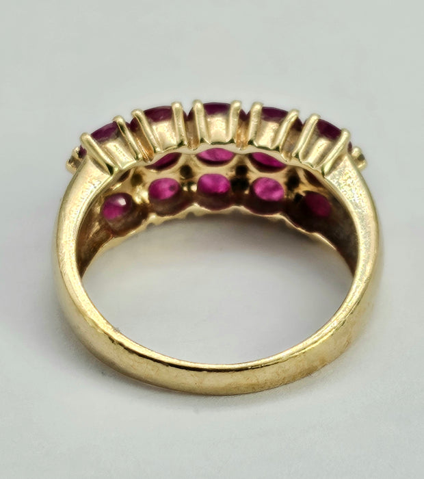 Vintage: Substantial 9ct Gold Ruby & Diamond Geometric Dress Ring