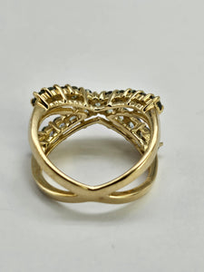 1335: Vintage; Spectacular 9ct Gold 21 Aquamarines Cocktail Ring- striking design