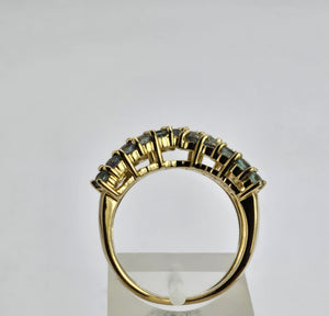 1335: Vintage; Spectacular 9ct Gold 21 Aquamarines Cocktail Ring- striking design