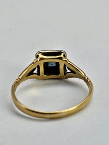 1023: Vintage: 18ct Gold Platinum Sapphire Diamonds Art Deco Style Ring- Date-Mark 1964