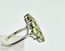 Load image into Gallery viewer, 1240: Vintage: 9ct Gold Forest Green Peridots Diamonds Cluster Ring
