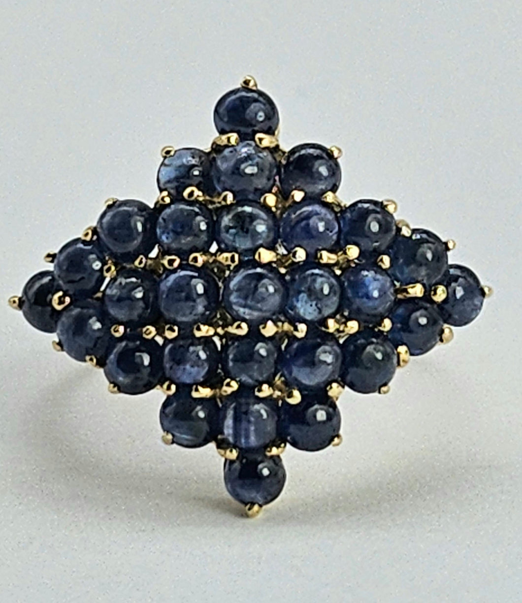 1249: Vintage: Iconic 9ct Gold French Blue Sapphires Geometric Cluster Ring