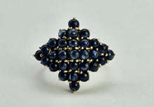 Cargar imagen en el visor de la galería, 1249: Vintage: Iconic 9ct Gold French Blue Sapphires Geometric Cluster Ring
