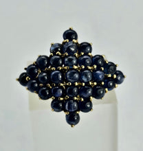 Cargar imagen en el visor de la galería, 1249: Vintage: Iconic 9ct Gold French Blue Sapphires Geometric Cluster Ring
