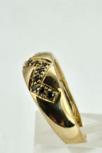 Load image into Gallery viewer, 1297: Vintage: 9ct Gold 17 Black Diamonds Ring- sparkling symmetry
