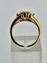 Load image into Gallery viewer, 1306: Vintage: 9ct Gold Geometric Set White Opals Rubies Dress Ring- beautifully paired
