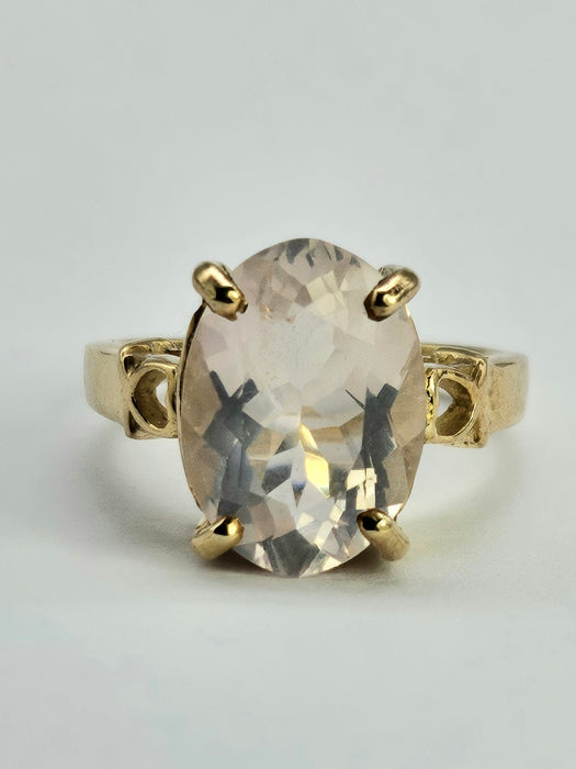 6250 Vintage: 9ct Gold Large Pink Quartz Cocktail Ring