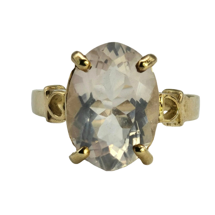 6250 Vintage: 9ct Gold Large Pink Quartz Cocktail Ring