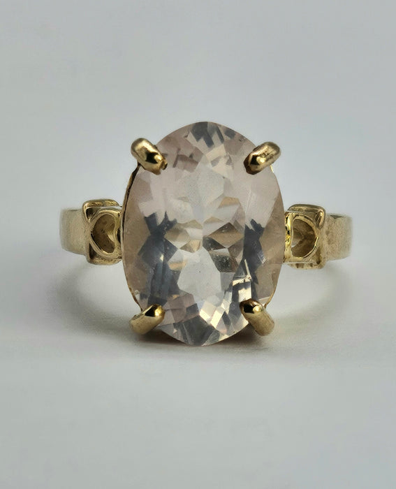 6250 Vintage: 9ct Gold Large Pink Quartz Cocktail Ring