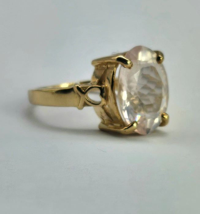 6250 Vintage: 9ct Gold Large Pink Quartz Cocktail Ring
