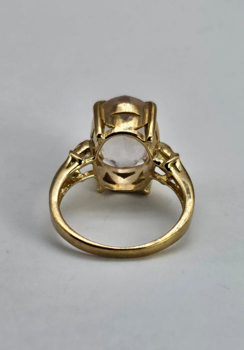 6250 Vintage: 9ct Gold Large Pink Quartz Cocktail Ring