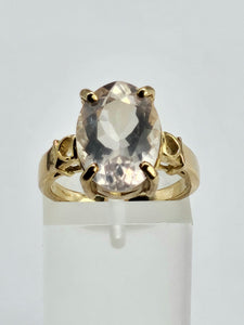 1314: Vintage: 9ct Gold Large Pink/Rose Quartz Cocktail Ring- Barbie beauty