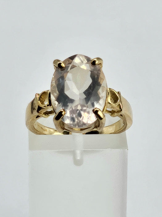 6250 Vintage: 9ct Gold Large Pink Quartz Cocktail Ring