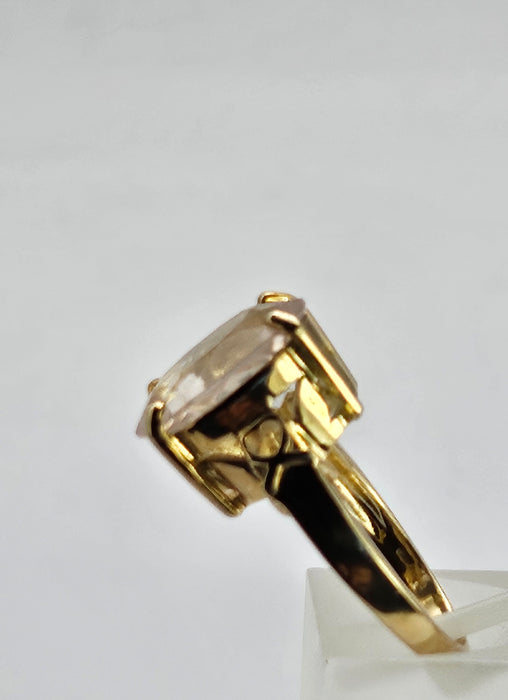 6250 Vintage: 9ct Gold Large Pink Quartz Cocktail Ring