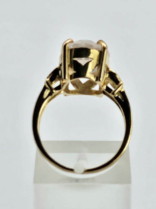 6250 Vintage: 9ct Gold Large Pink Quartz Cocktail Ring
