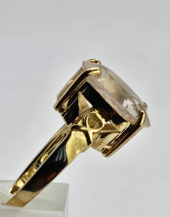 6250 Vintage: 9ct Gold Large Pink Quartz Cocktail Ring