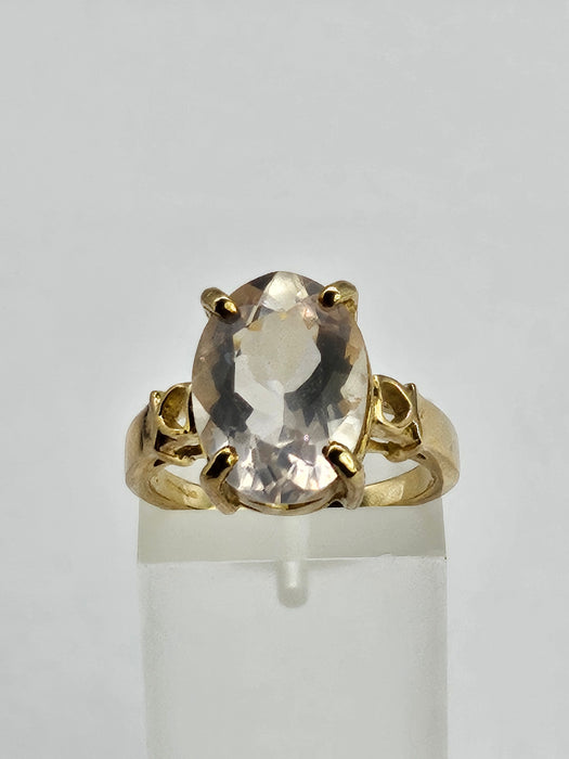 6250 Vintage: 9ct Gold Large Pink Quartz Cocktail Ring