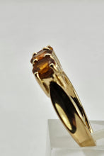 Load image into Gallery viewer, 0962: Vintage: 9ct Gold Fiery Orange Citrines Trilogy Ring&nbsp;
