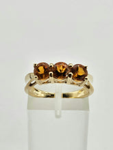 Load image into Gallery viewer, 0962: Vintage: 9ct Gold Fiery Orange Citrines Trilogy Ring&nbsp;
