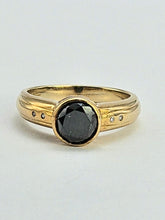 Load image into Gallery viewer, 0998: Vintage: 9ct Gold Black Diamond White Diamonds Signet Ring- salt &amp; pepper, eye candy
