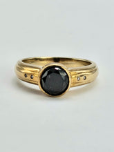 Load image into Gallery viewer, 0998: Vintage: 9ct Gold Black Diamond White Diamonds Signet Ring- salt &amp; pepper, eye candy
