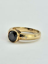 Load image into Gallery viewer, 0998: Vintage: 9ct Gold Black Diamond White Diamonds Signet Ring- salt &amp; pepper, eye candy
