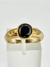 Load image into Gallery viewer, 0998: Vintage: 9ct Gold Black Diamond White Diamonds Signet Ring- salt &amp; pepper, eye candy
