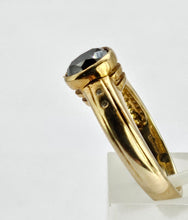 Load image into Gallery viewer, 0998: Vintage: 9ct Gold Black Diamond White Diamonds Signet Ring- salt &amp; pepper, eye candy
