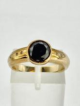 Load image into Gallery viewer, 0998: Vintage: 9ct Gold Black Diamond White Diamonds Signet Ring- salt &amp; pepper, eye candy
