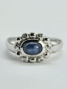 1324: Vintage: Statement 9ct White Gold Star Sapphire Diamonds Cocktail Ring- rare and very fine example