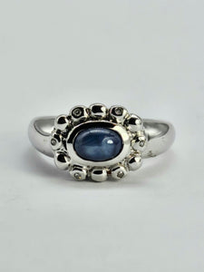 1324: Vintage: Statement 9ct White Gold Star Sapphire Diamonds Cocktail Ring- rare and very fine example